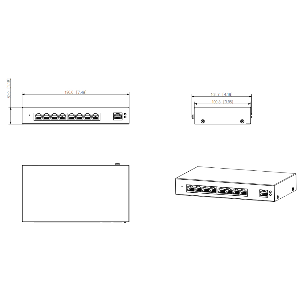 Switch PoE 2.0 8 puertos Gigabit + 1RJ45 Uplink Gigabit 96W Manejable en Cloud Layer2