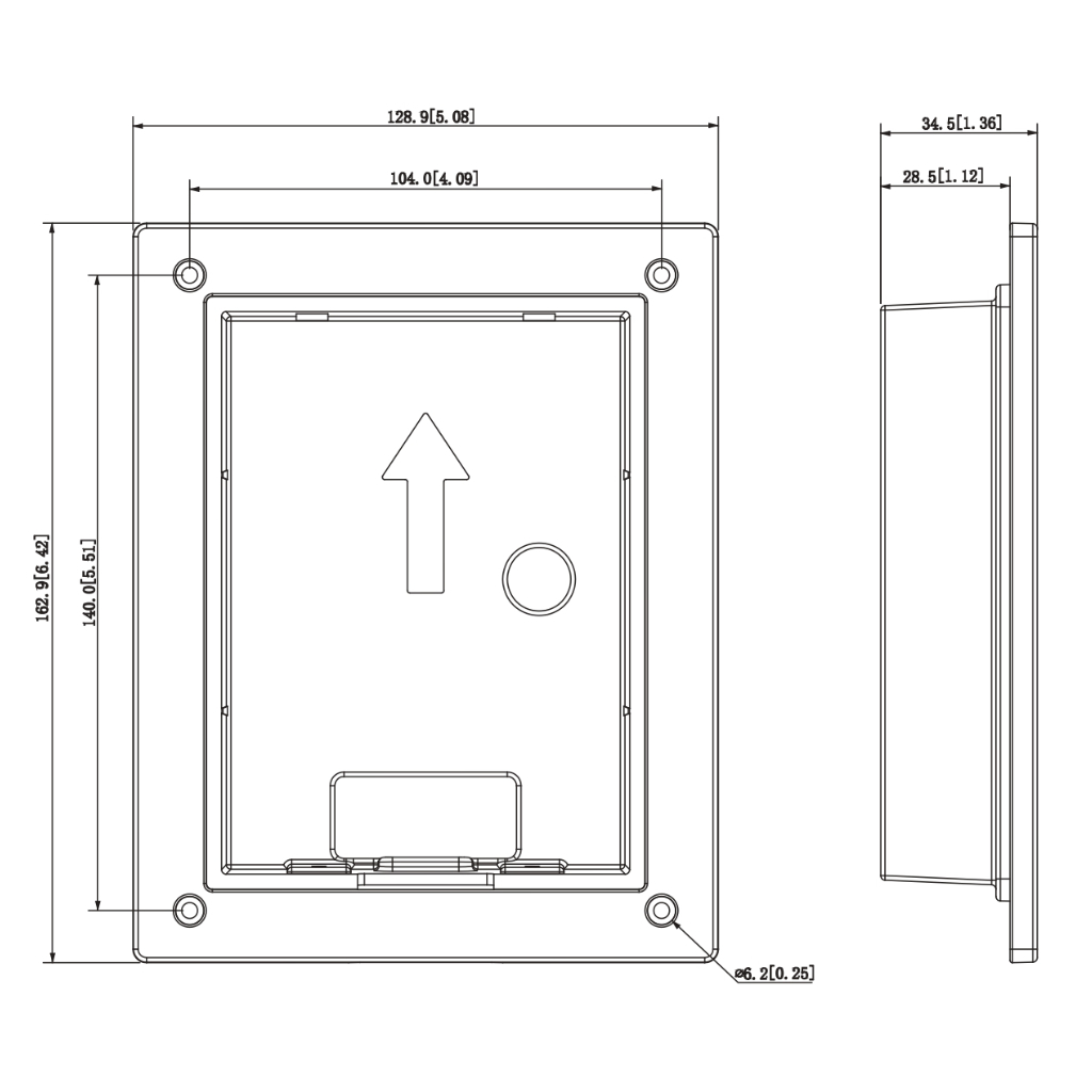 Caja de montaje para insertar para VTO220xF-P. Color negro