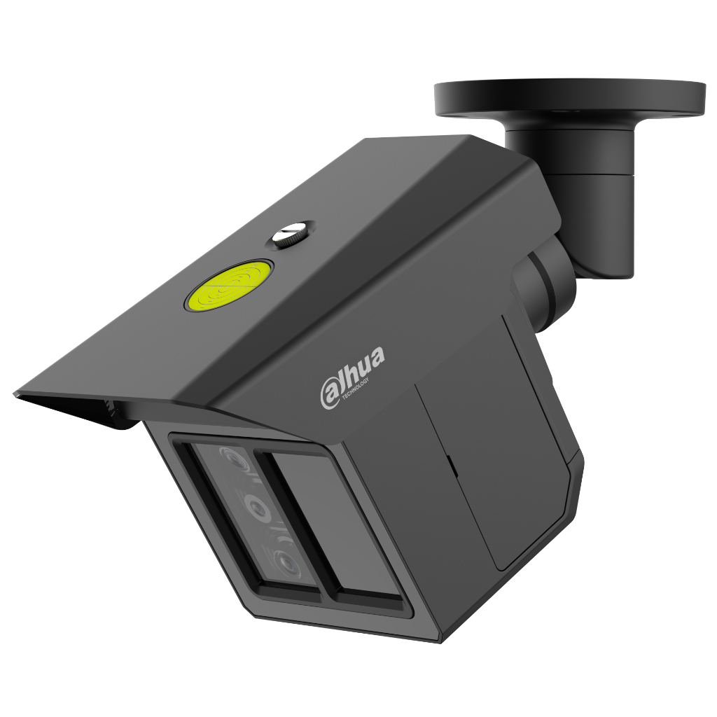 Tubular IP H265 3x2M TRIPLE-LENS 3.6/12/25mm para protección perimetral 8IR100m IP67 IK10 ePoE AUDIO MIC E/S AI. Color negro