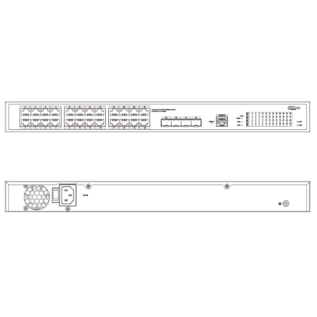 Switch 24 puertos Gigabit + 4 Uplink Gigabit SFP+ 10Gbps 360W Manejable en Cloud Layer2