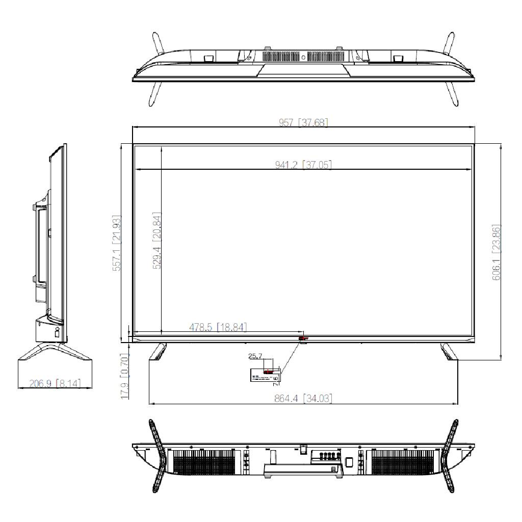Monitor 43" Dahua para Seguridad 24/7 2xHDMI/1xUSB/VGA/AUDIO/RS-232 16:9 4K