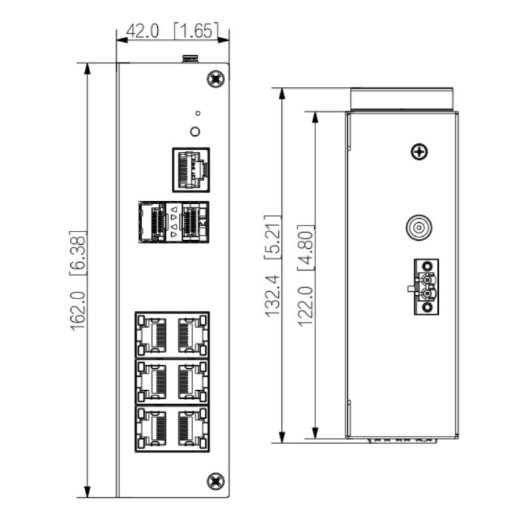Switch Hardened PoE 6 puertos Gigabit +2RJ45 Gigabit +2SFP Gigabit 90W Manejable Layer2