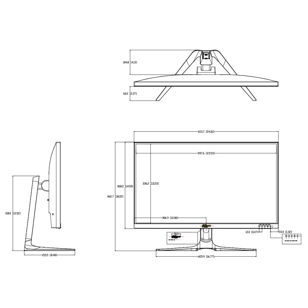 Monitor 27" Dahua para Seguridad 24/7 LED 2xDP(1.4)/2xHDMI(2.1) Altavoz 16:9 4K