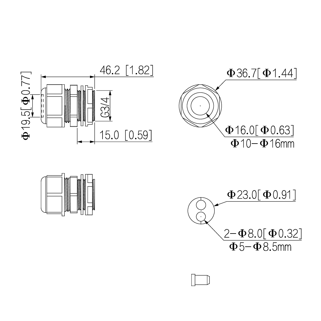 Junta G3/4" impermeable IP68