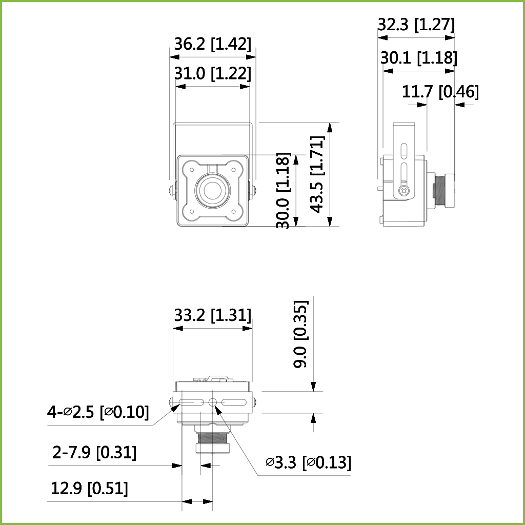 Minicámara Pinhole HDCVI 2M 1080P DN WDR 120dB Starlight 2.8mm AUDIO