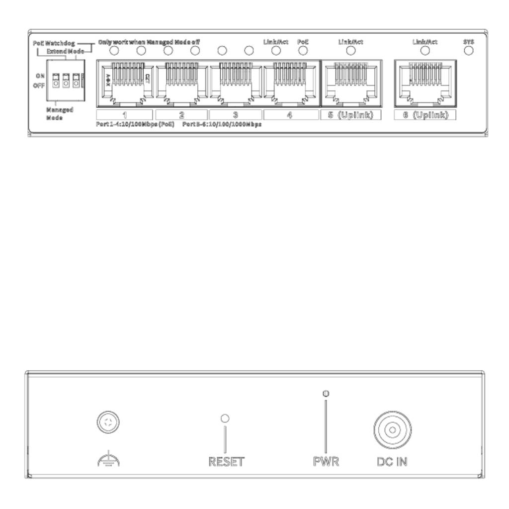 Switch PoE 4 puertos 10/100 + 2RJ45 Uplink Gigabit 36W Gestionable en Cloud Layer2
