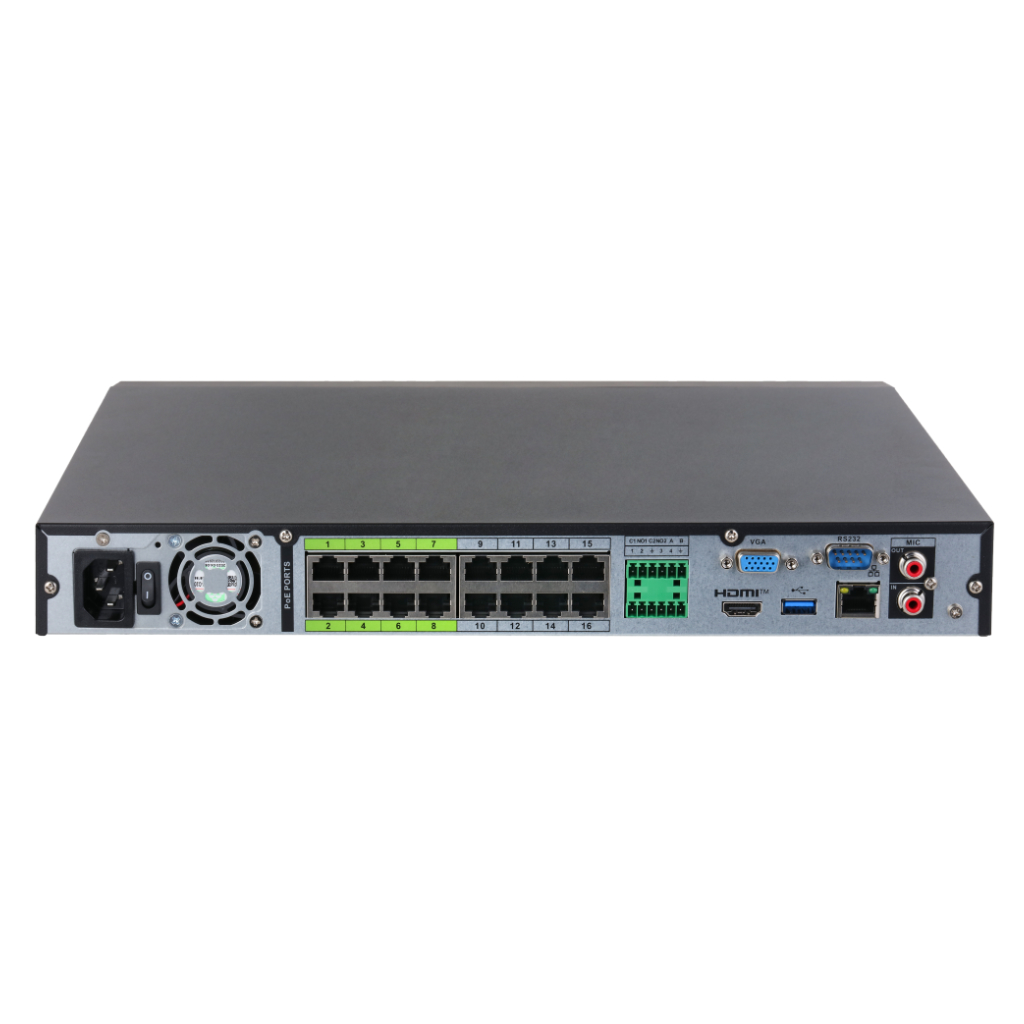 NVR 16ch 512Mbps 4K H265 1xHDMI 16PoE 2HDD E/S AI