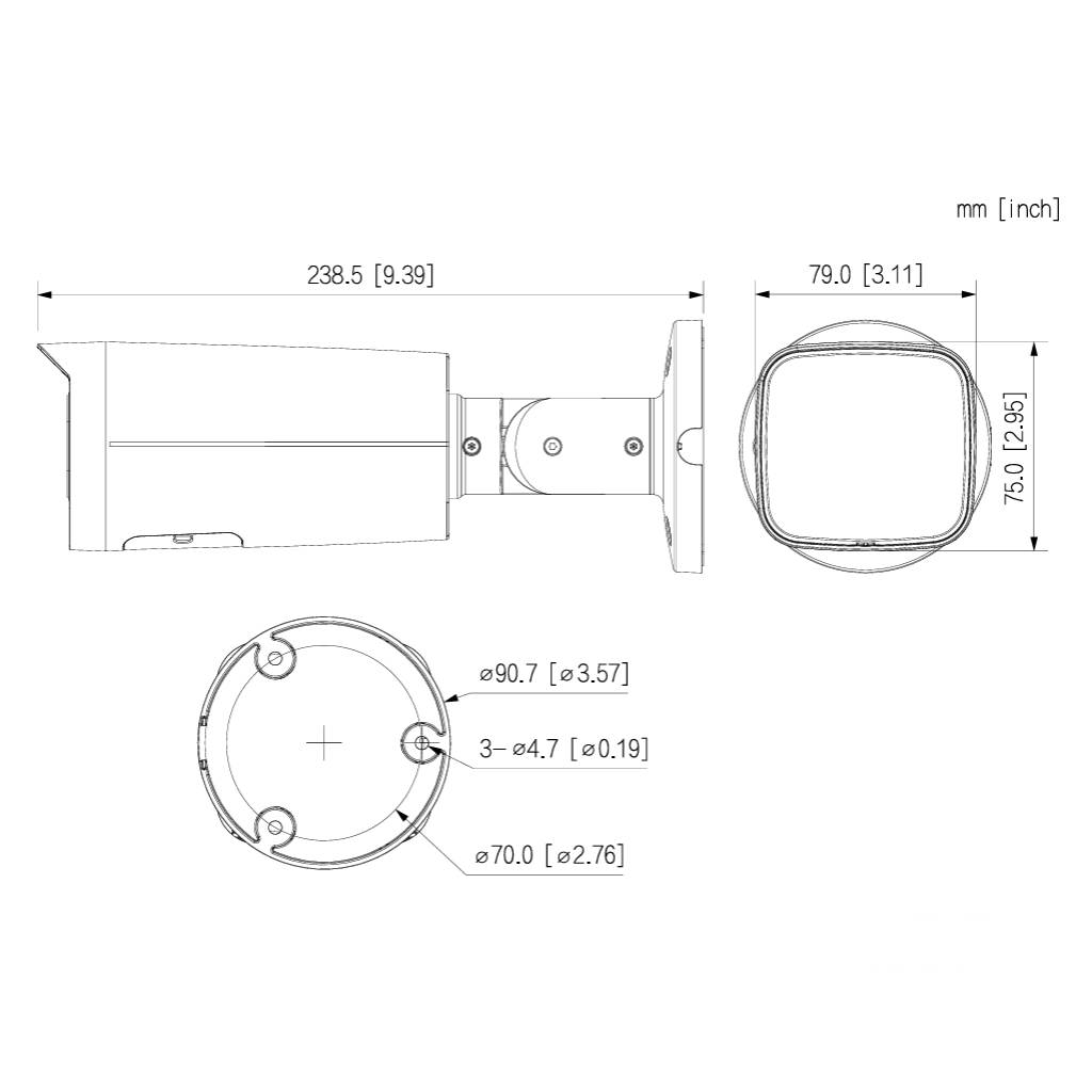 Tubular IP 12M H265 WDR Iluminación Dual LED30m/IR30m 2.8mm IP67 PoE MIC AI