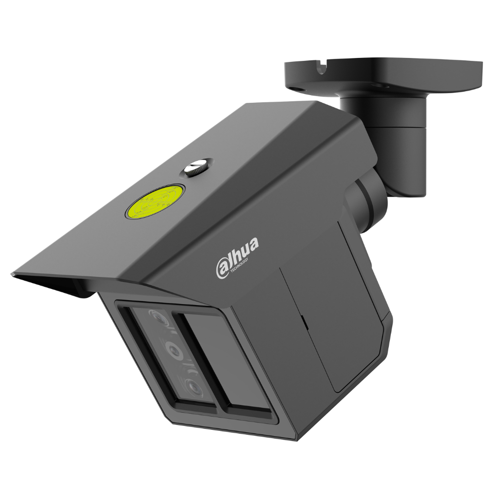 Tubular IP H265 3x2M TRIPLE-LENS 3.6/12/25mm para protección perimetral 8IR100m IP67 IK10 ePoE AUDIO MIC E/S AI. Color negro