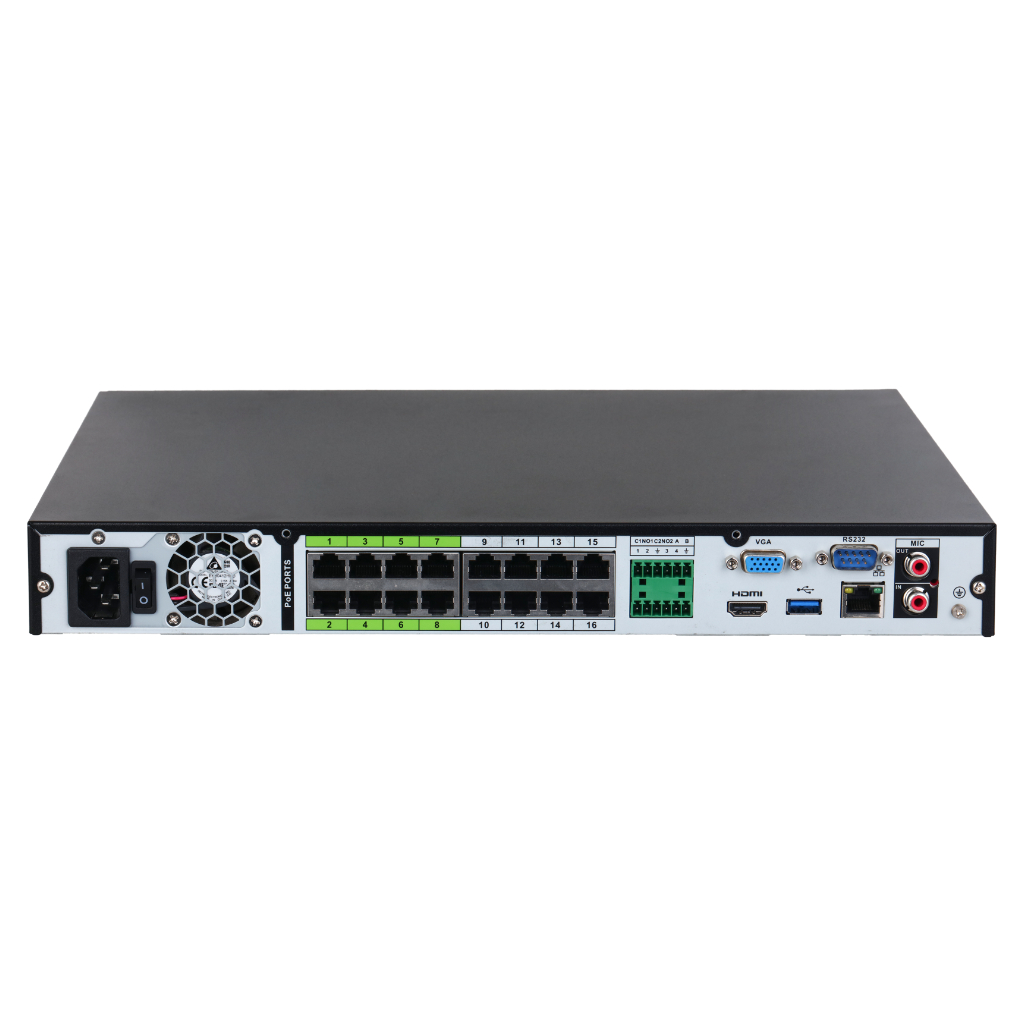 NVR 32ch 384Mbps H265 HDMI 16PoE 2HDD E/S AI