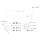 Soporte para montaje en techo para Domos. Ajustable 475-800mm