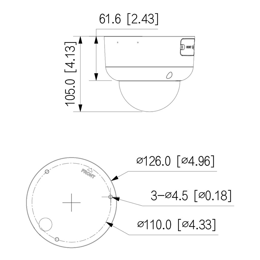Domo IP TiOC 3.0 H265 5M WDR Iluminación Dual LED40m/IR50m 2.7-13.5VFM IP67 IK10 PoE MIC/Altavoz AUDIO E/S AI