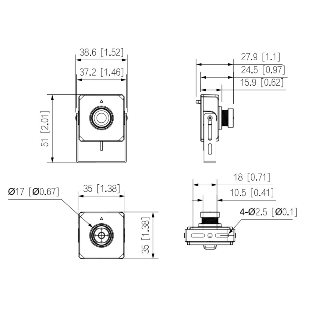 Minicámara IP H265 Pinhole 2M WDR 2.8mm AUDIO E/S + Unidad principal AI