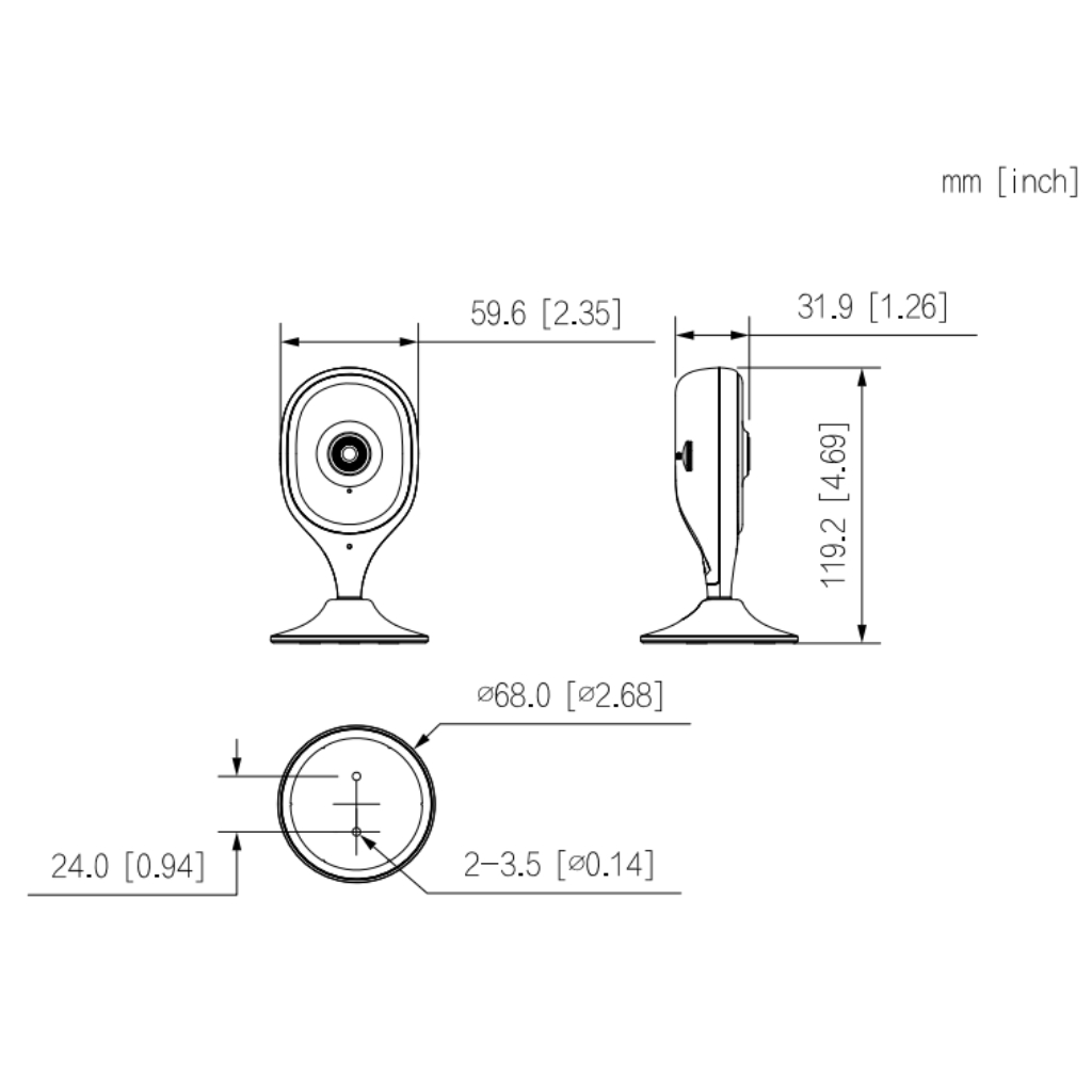 Cubo IP H265 3M DN IR10m 2.8mm WiFi SD 5V MIC/Altavoz