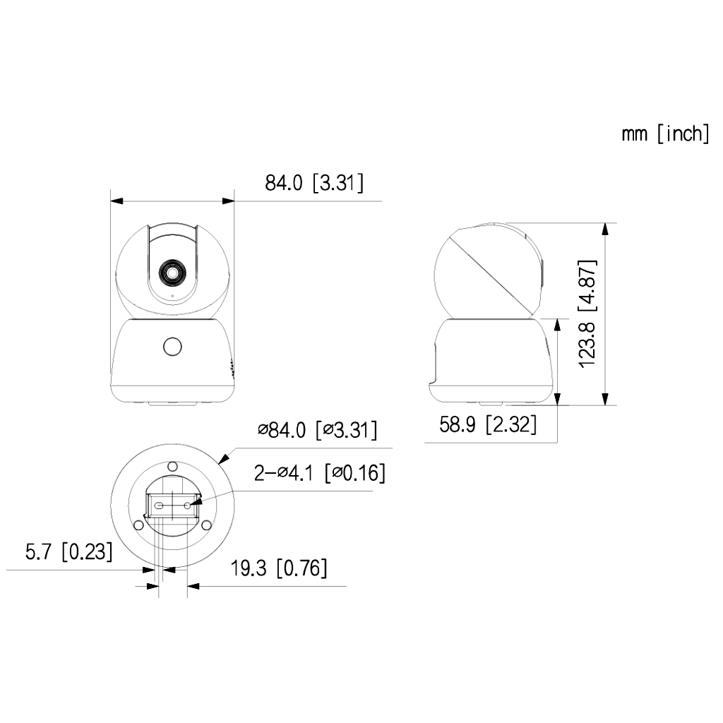 Cubo PT IP H265 5M DN IR10m 2.8mm WiFi SD 5V MIC/Altavoz