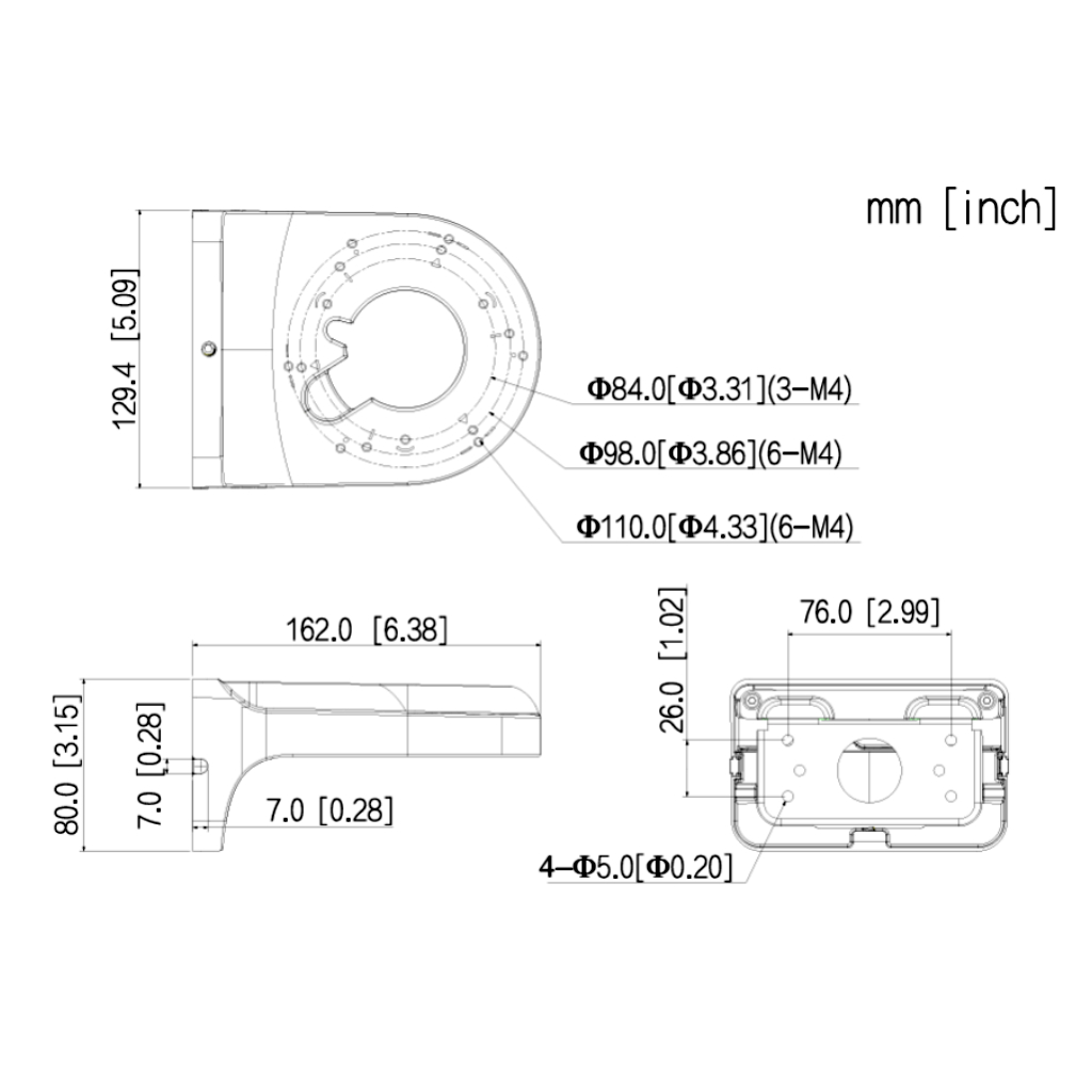 Soporte pared para Domos HDW1 HDW3 HDBW3