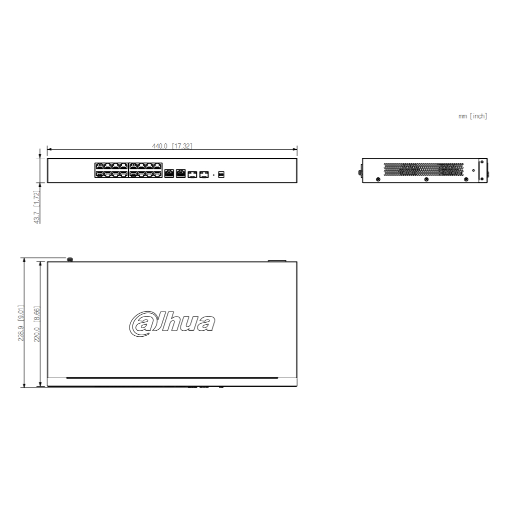 Switch PoE 16 puertos 10/100 + 2 Combo Gigabit RJ45/SFP Uplink 190W Gestionable en Cloud Layer2