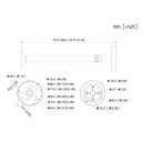 Soporte para montaje en techo para Domos. Ajustable 475-800mm