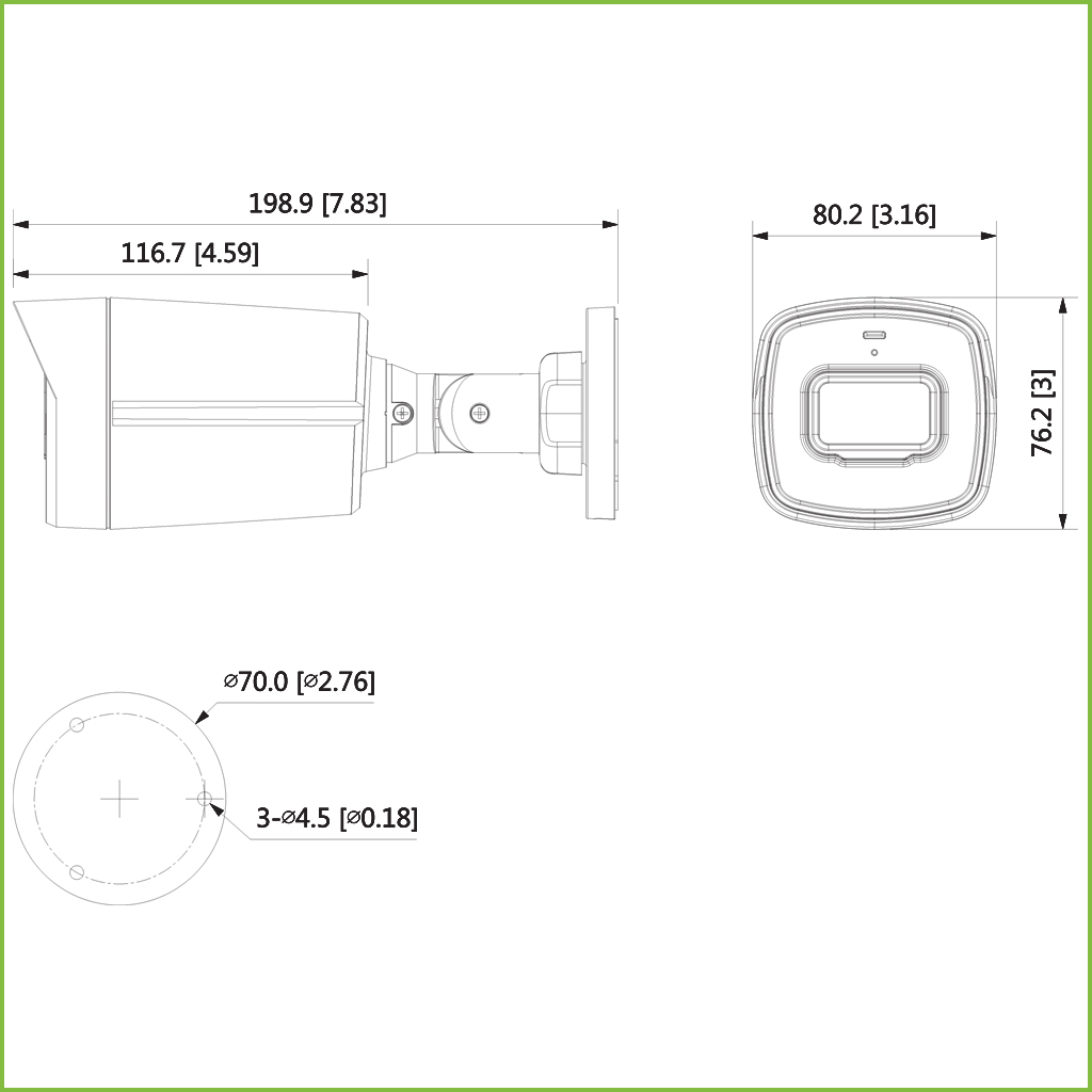 Tubular HDCVI 5M DN dWDR IR80m 3.6mm IP67 MIC