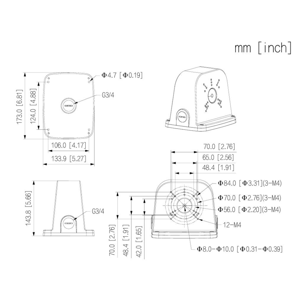 Caja de conexiones IP66 para dos cámaras Bullet y Domo