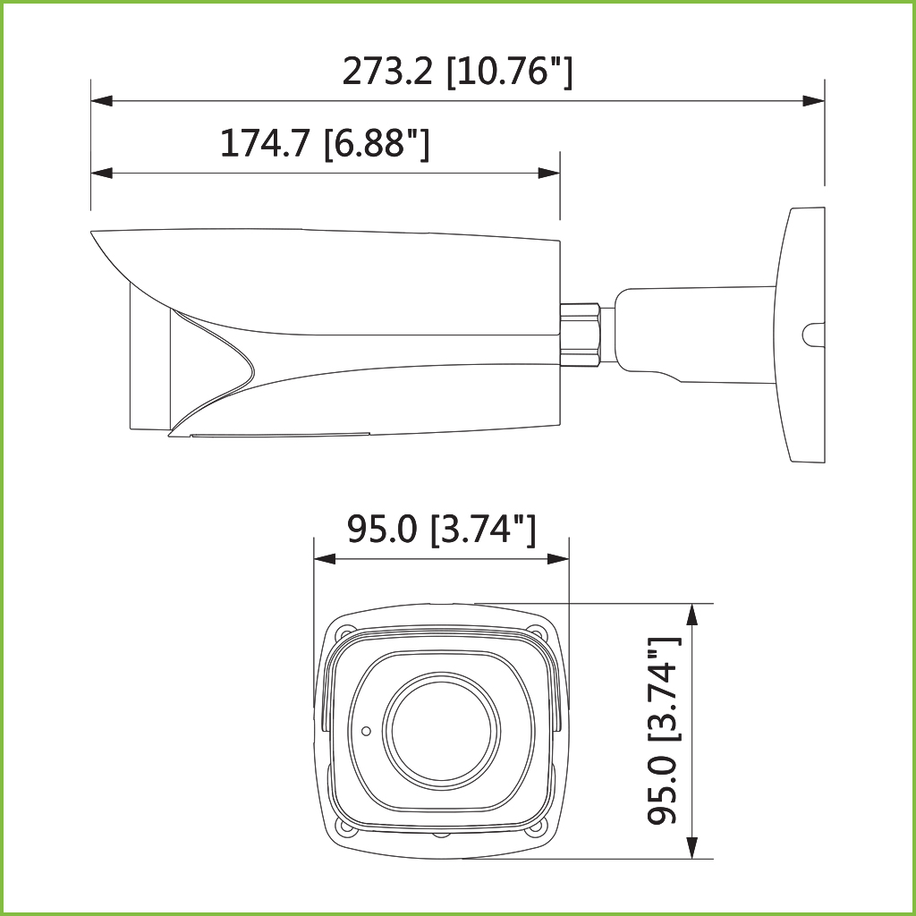 Tubular HDCVI 4K DN WDR IR100m 3.7-11mm VFM IP67 IK10 Audio Alarma Dual