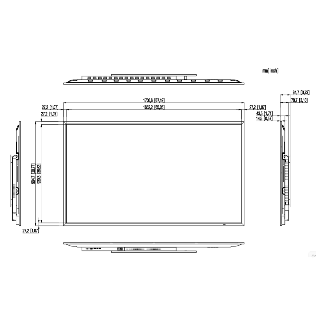 Monitor 75" Dahua para Seguridad 24/7 VGA/HDMI/DP/Audio/USB Multimedia/RS232 16:9 4K
