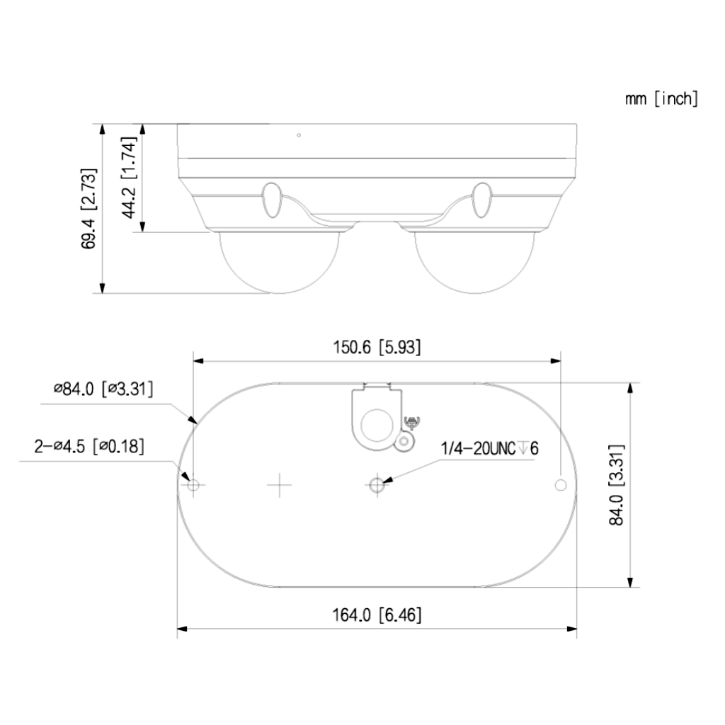 Cámara IP H265 2x4MP Dual-Directional WDR Iluminación Dual LED20m/IR30m 2.8mm IP67 IK10 PoE AUDIO MIC E/S AI