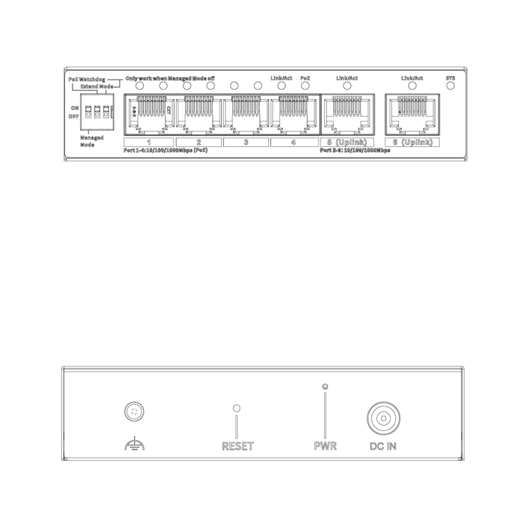 Switch PoE 4 puertos Gigabit + 2RJ45 Uplink Gigabit 60W Gestionable en Cloud Layer2