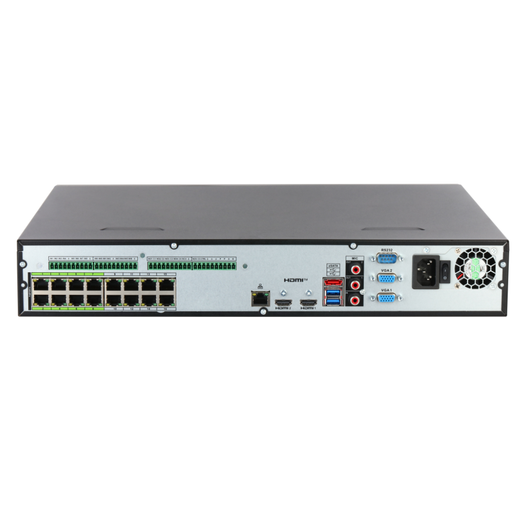 NVR 32ch 448Mbps H265 2xHDMI 16PoE 4HDD E/S AI