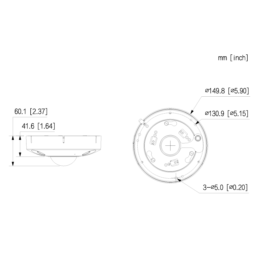 FishEye IP H265 8M IR10m 1.85mm IR10m IK10 IP67 SD PoE AUDIO MIC/Altavoz E/S AI