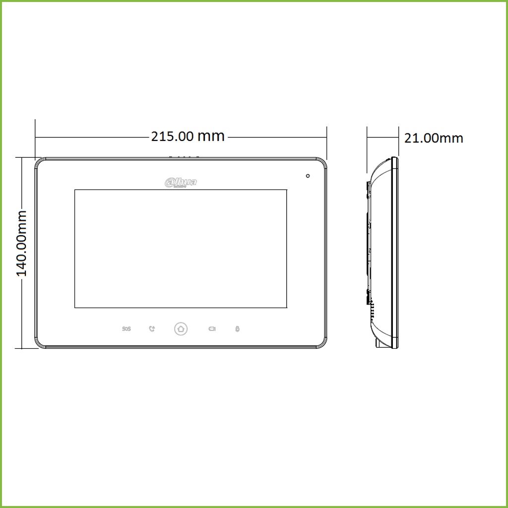 Monitor Interior 7&quot; de Superficie para Videoportero IP WIFI PoE SD 6E 1S Alarma Negro