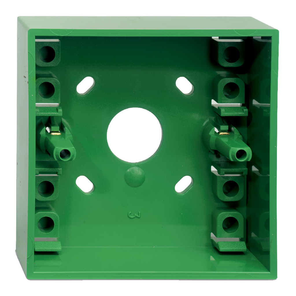 Zócalo base montaje en superficie sin terminales. Color verde