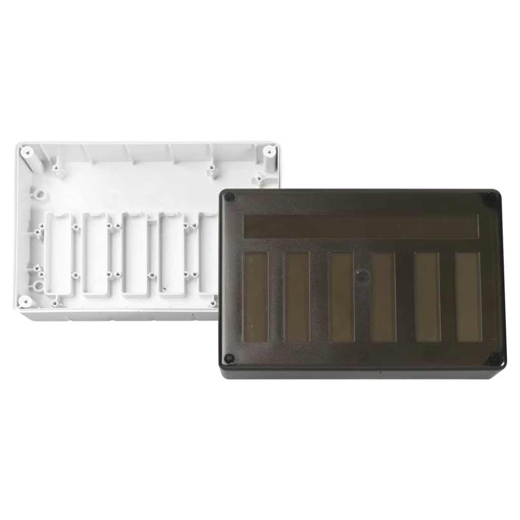 Caja en ABS antiestática y ignífuga V0. Color marfil. Permite albergar 6 módulos serie M7xx MI-Dxxxx