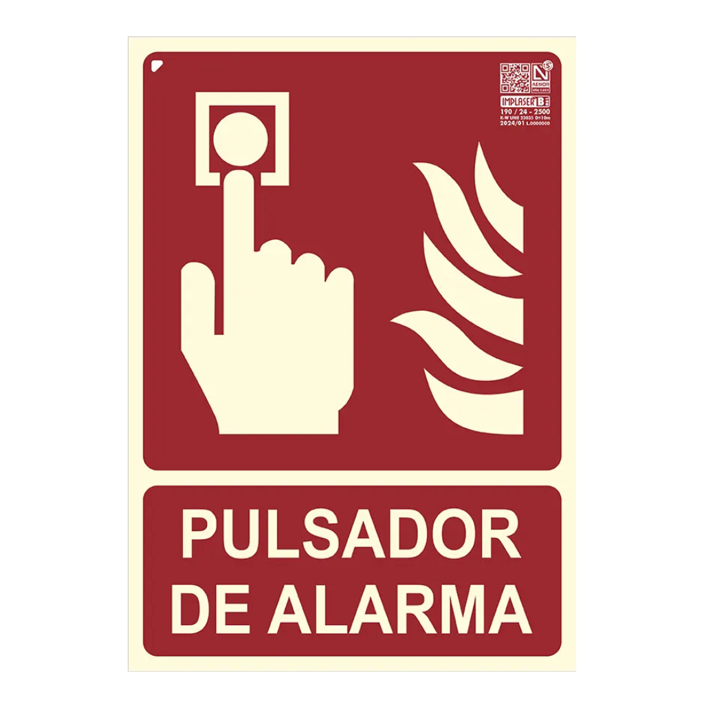 Señal pulsador de alarma 29,7x21cm