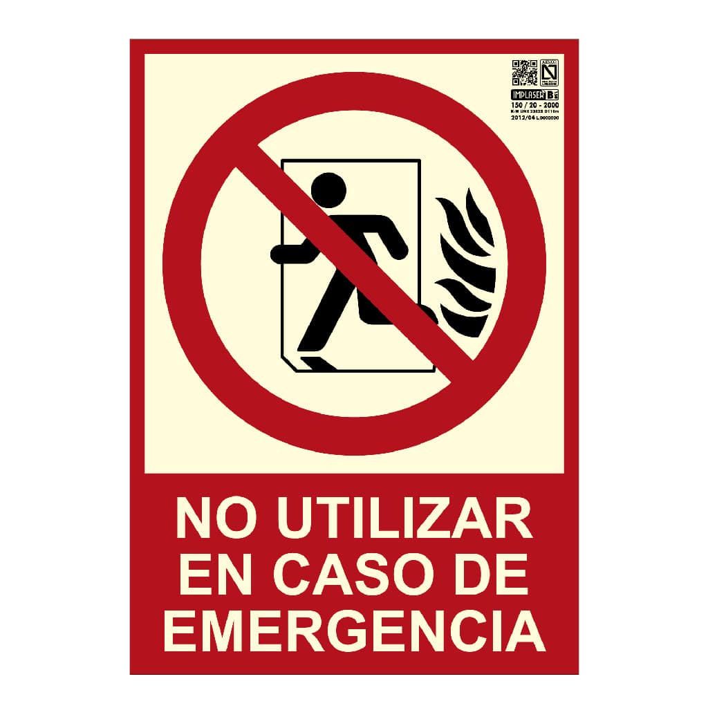 No utilizar en caso de emergencia 29,7x21cm