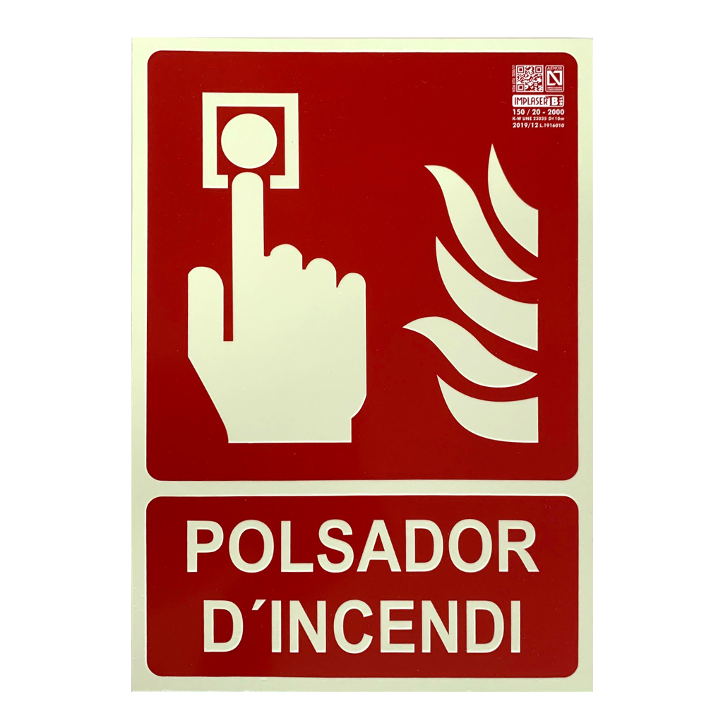 Senyal polsador d'incendi en català 29,7x21cm