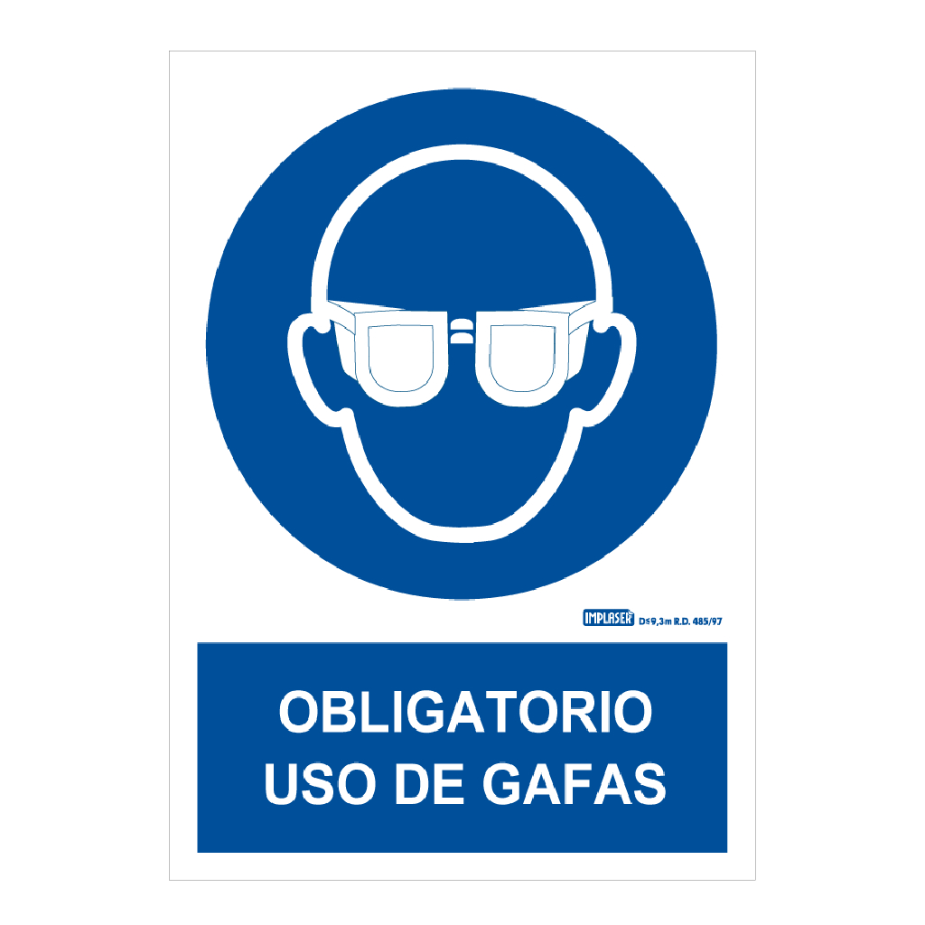 Señal obligatorio uso de gafas 29,7X21cm