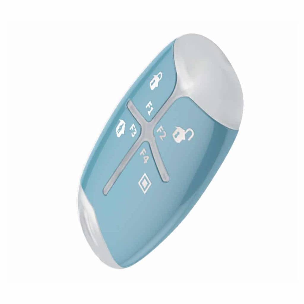Mando 4 botones config. Diseño moderno. Bidirec. 6 leds. Color Azul. Req. pila CR2032 inc.Grado 2.