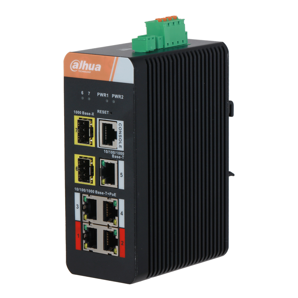 Switch PoE 2.0 Industrial 4 puertos Gigabit +3 Uplink Gigabit (2SFP+1RJ45) 120W Manejable Layer2