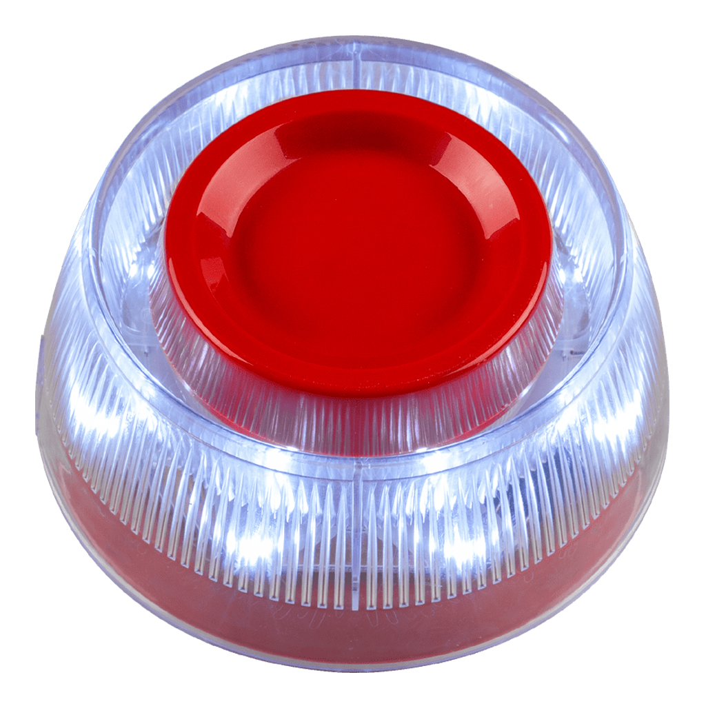 Sirena óptico-acústica roja con aislador.Certificado EN54-23. Requiere Base B124 no incluida