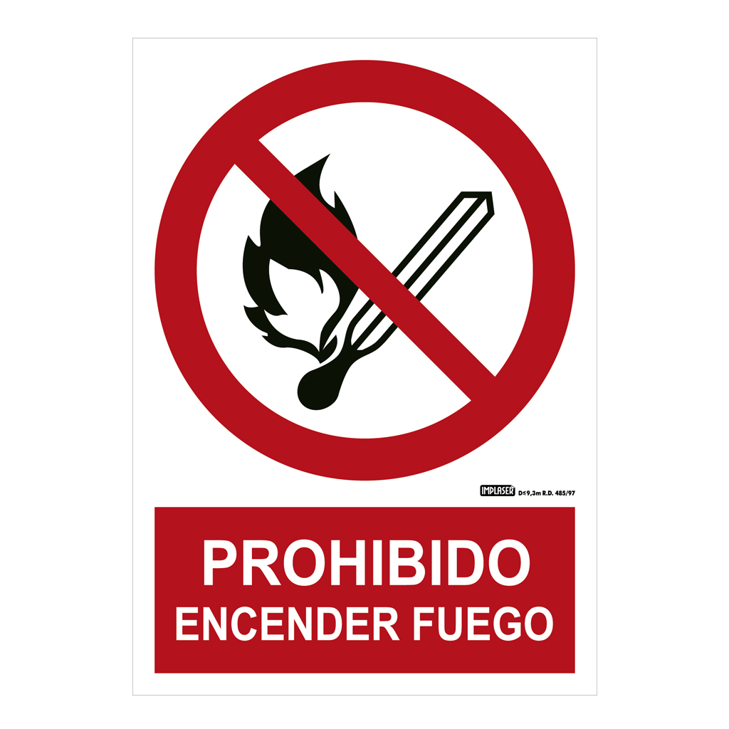 Señal prohibido encender fuego 29,7x21cm