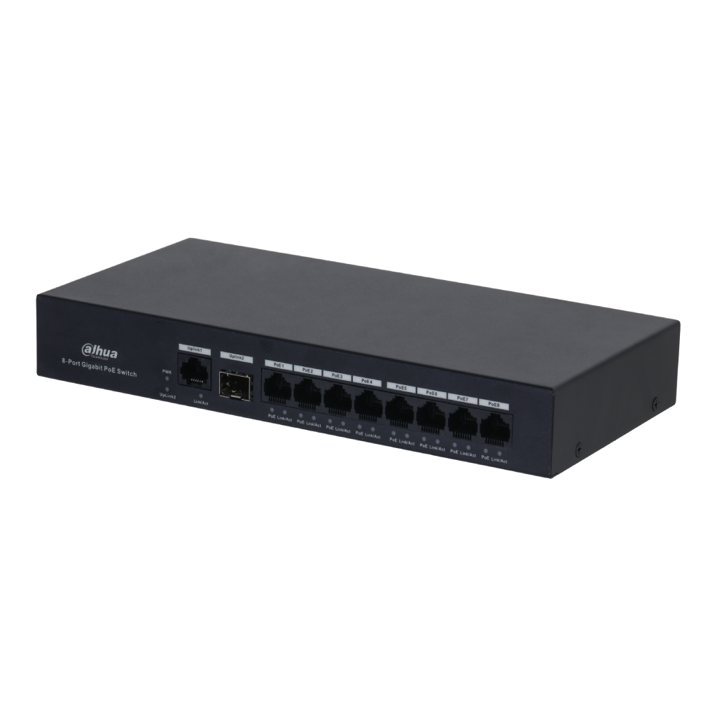 Switch PoE 8 puertos Gigabit +1RJ45 Uplink Gigabit +1SFP 65W No_Gestionable Layer2