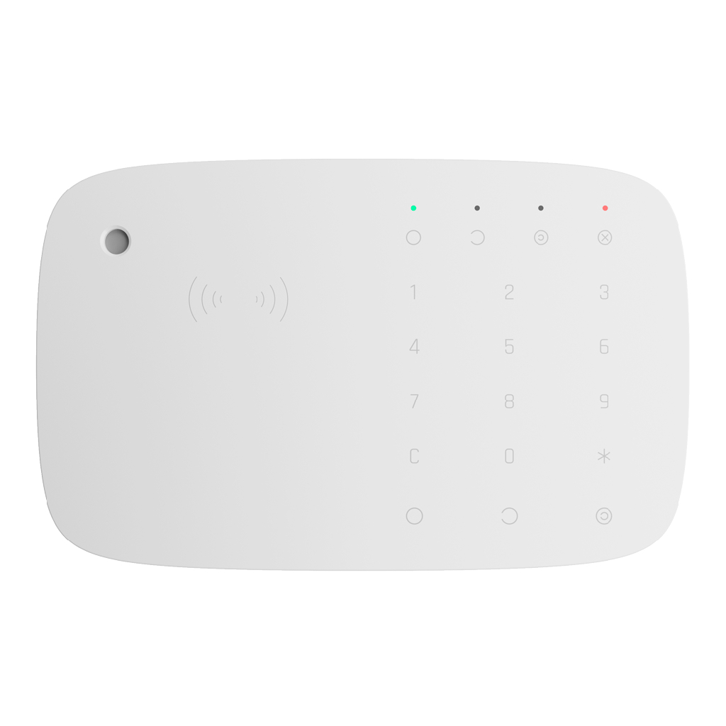 Ajax Keypad Combi teclado táctil inalámbrico con sirena compatible con tarjetas y mandos cifrados sin contacto. Color blanco