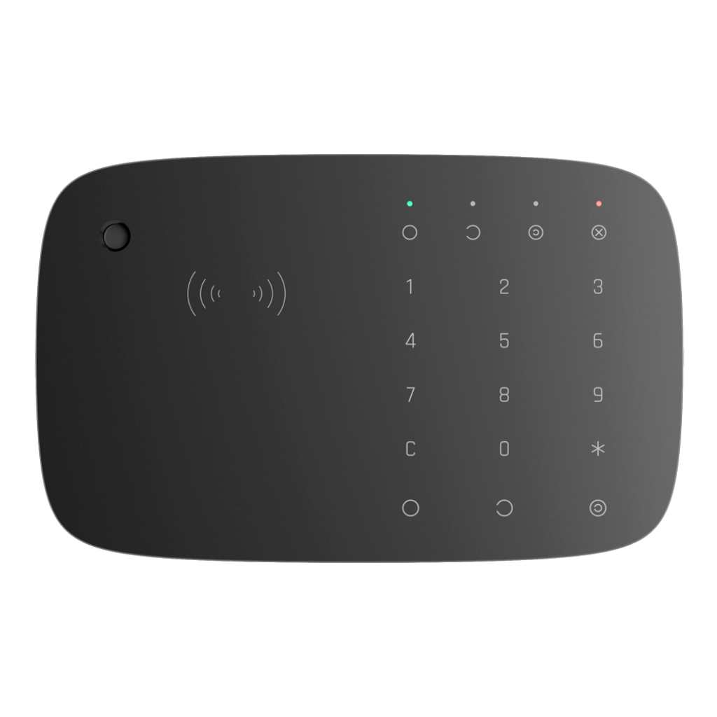 Ajax KeyPad Combi. Teclado táctil inalámbrico con sirena compatible con tarjetas y mandos cifrados. Color negro