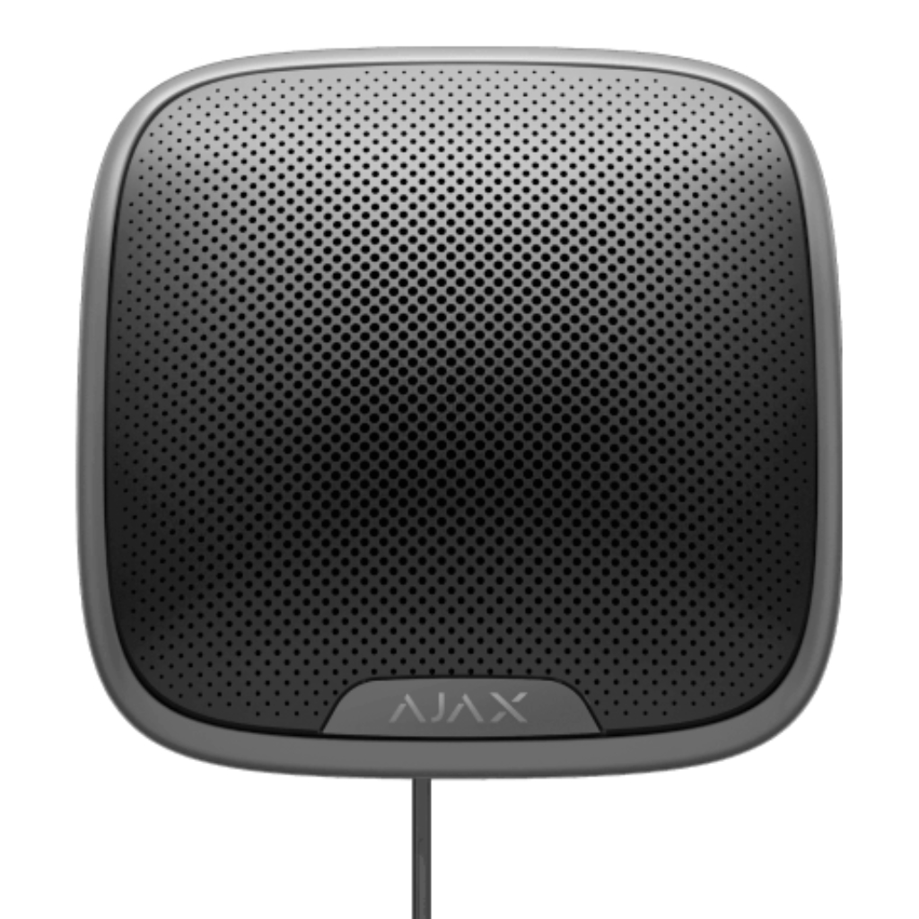 Ajax StreetSiren Fibra sirena cableada con marco LED y zumbador piezoeléctrico. Color negro. G3