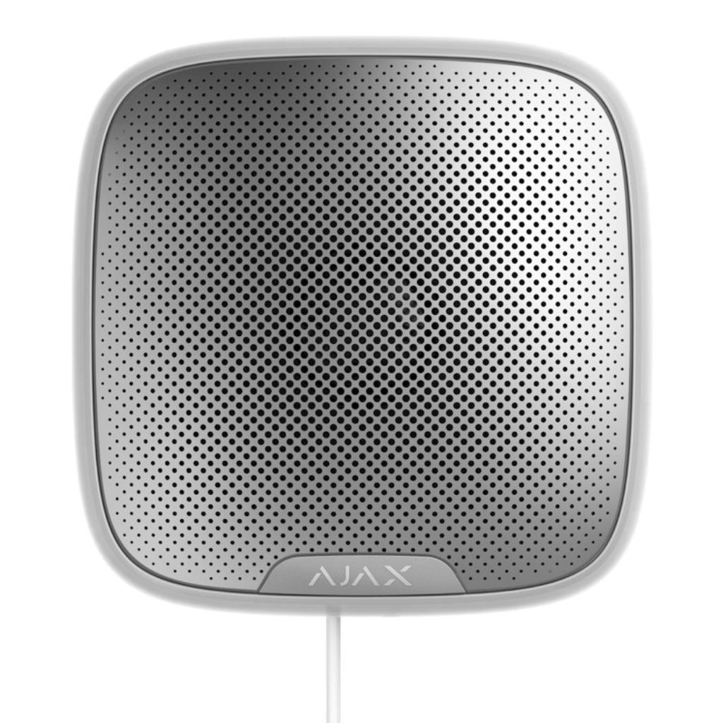 Ajax StreetSiren Fibra. Sirena cableada con marco LED y zumbador piezoeléctrico. Color blanco. G3