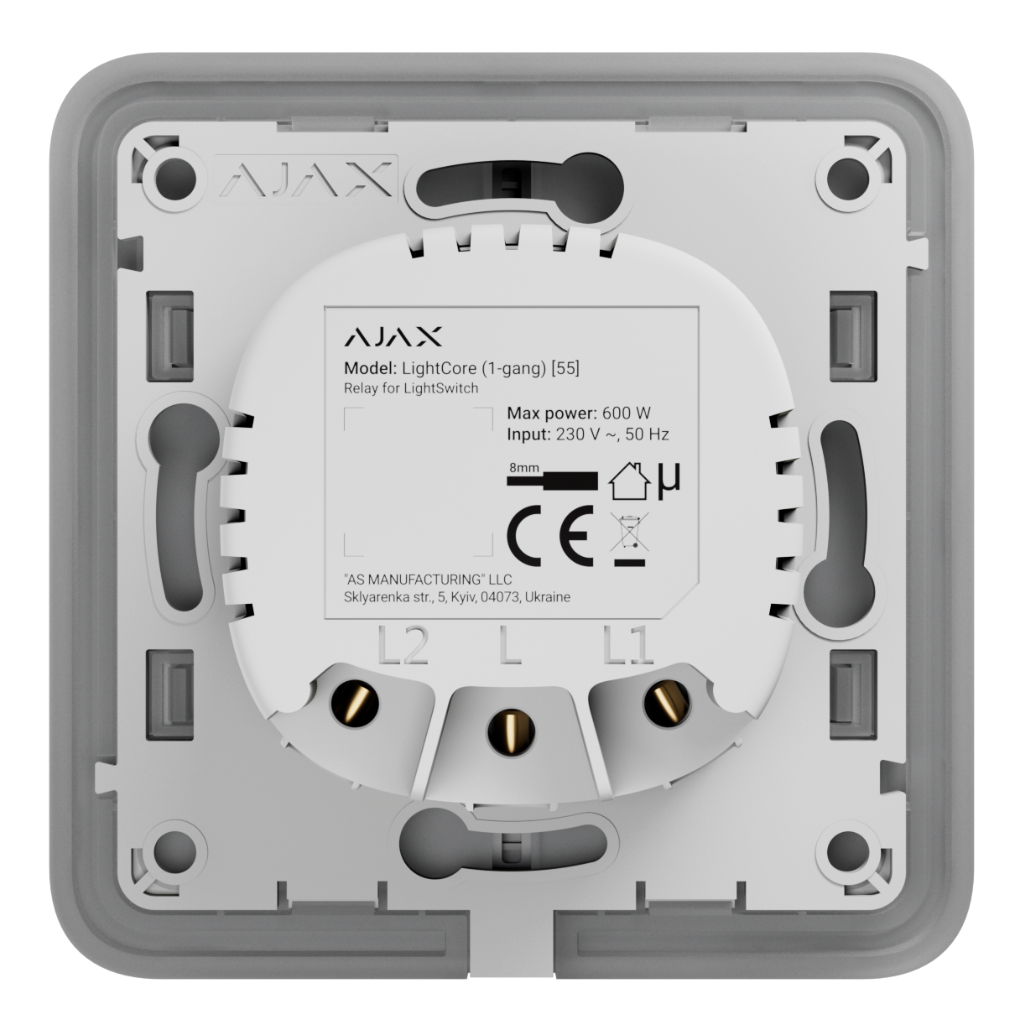 Ajax LightSwitch LightCore 1-gang Jeweller. Interruptor Simple