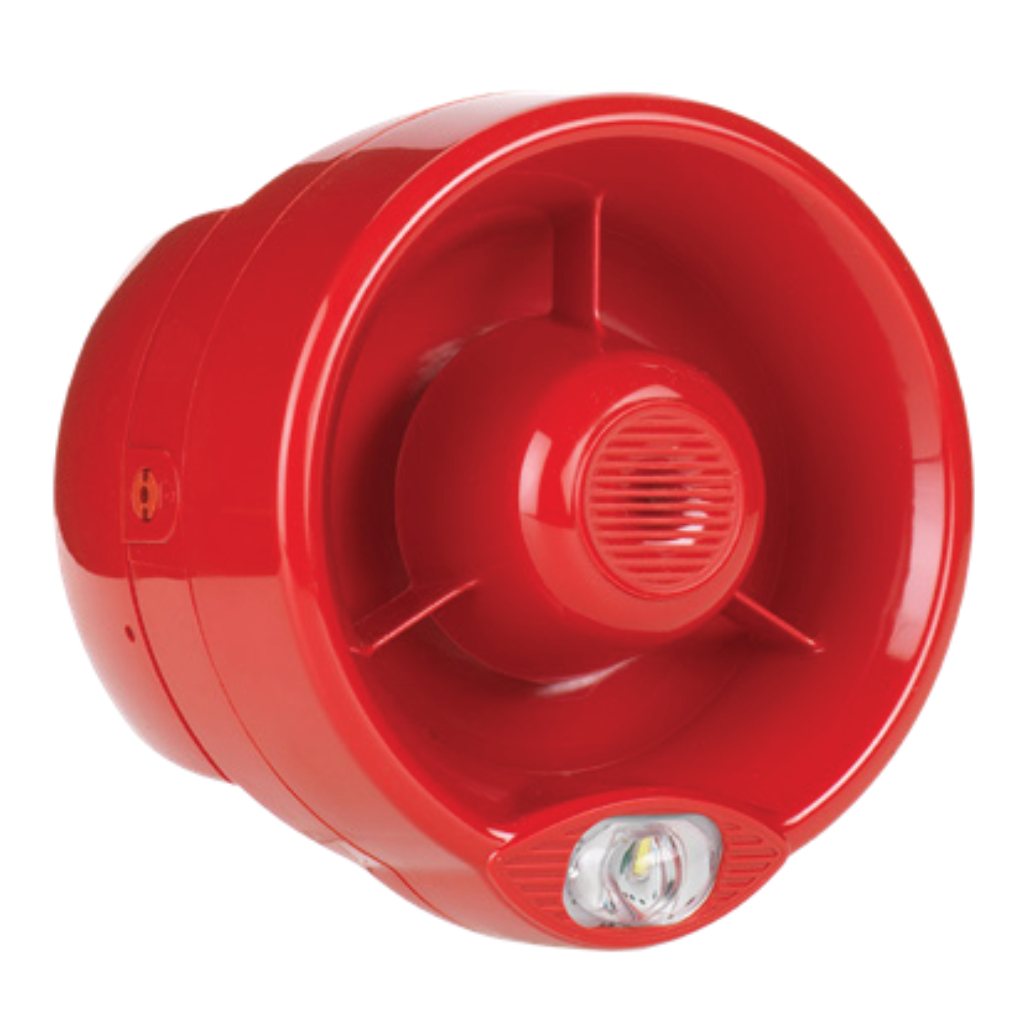 Sirena de pared+LED blanco VAD vía radio bidireccional serie FireVibes IP65. Color rojo