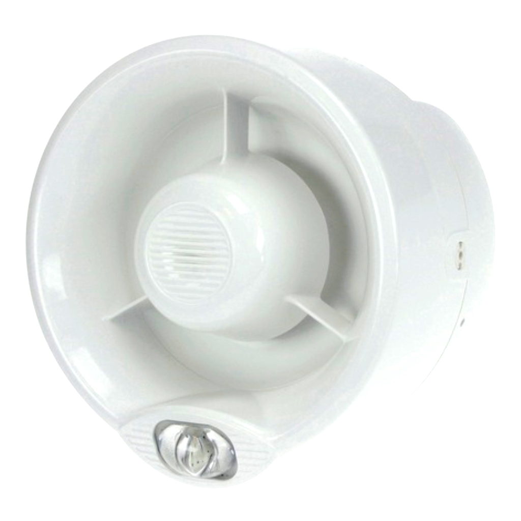 Sirena de pared+LED blanco VAD vía radio bidireccional serie FireVibes IP65. Color blanco
