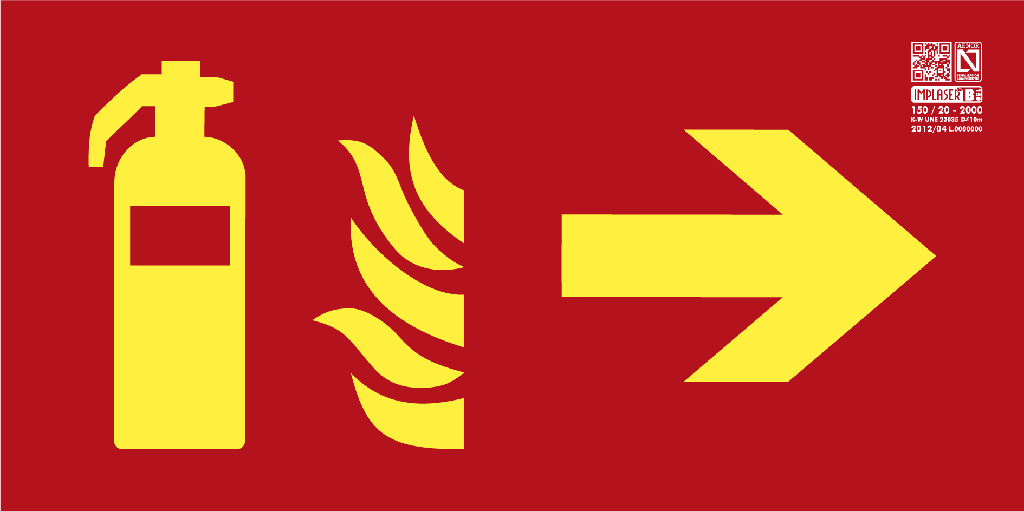 Señal extintor Clase A con flecha derecha 32x16cm